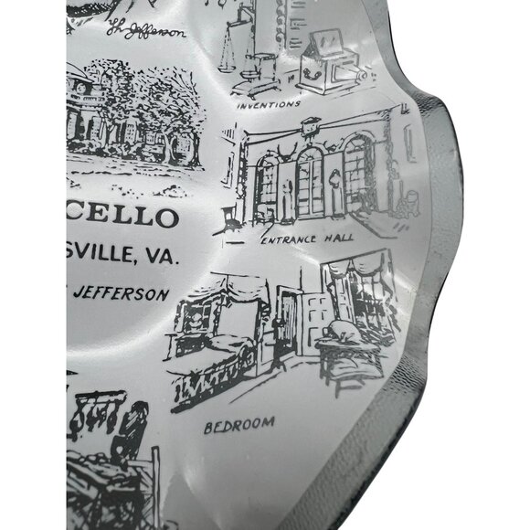 Monticello Souvenir Decorative Fluted Glass Trinket Dish Thomas Jefferson Home - Picture 6 of 8